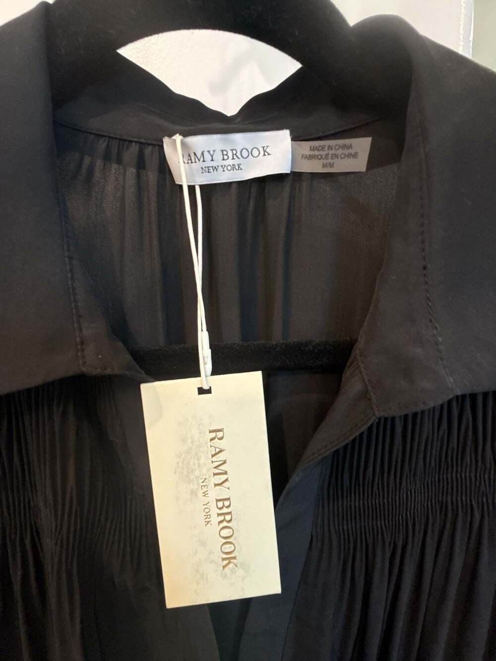 Ramy Brook Black Long-Sleeve Pleated Shirt Dress - Picture 2 of 6
